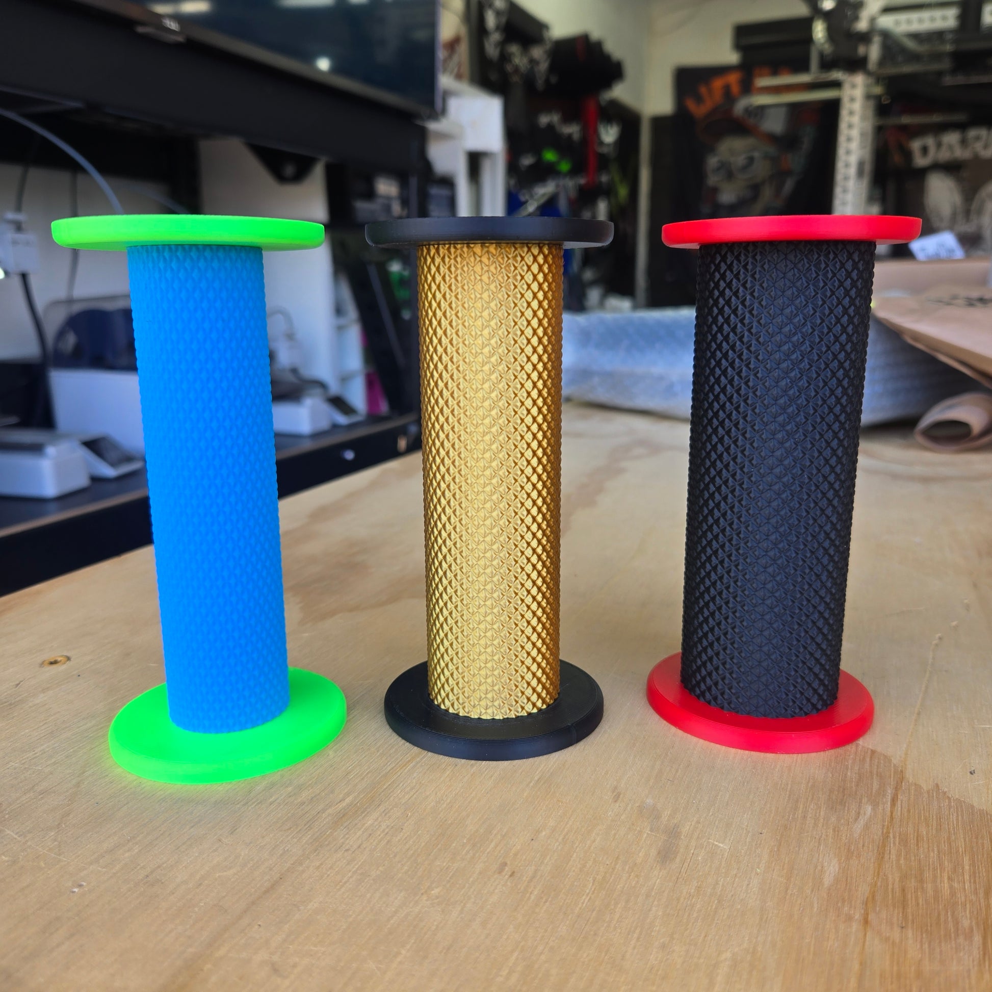 Close-up of 3D-printed knurled grip texture on TrakHandle Upgrade Kit