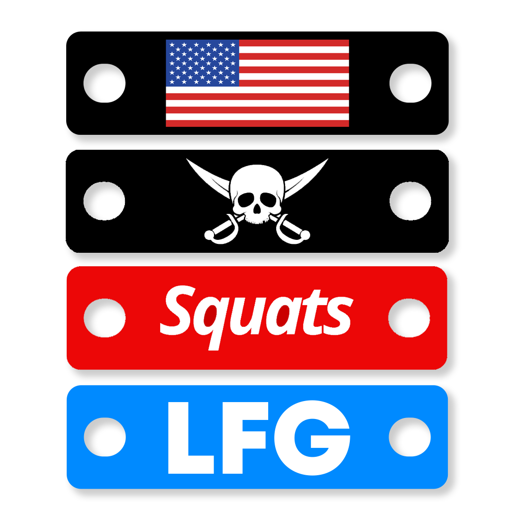 Custom Darko Lifting Rack Badge mounted on a 5/8-inch power rack upright.