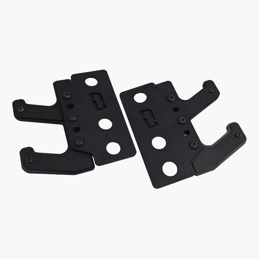 The Dock rack barbell holder mounted on 5/8-inch power rack, black steel finish