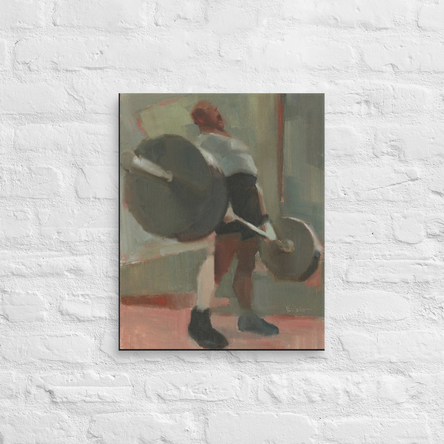 Everything motivational canvas print by Bruce VanderWilt displayed on a garage gym wallup