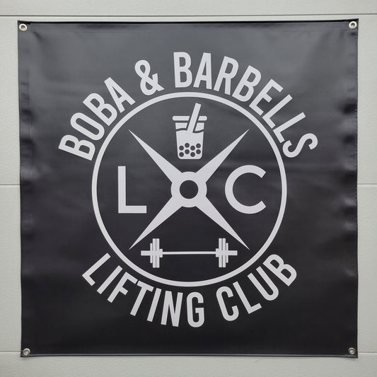 Boba and Barbells Lifting Club Vinyl Banner